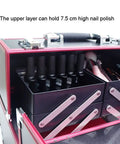 Durable Portable Aluminum Tool Box With Four Foldable Trays And Two Locking Clasps Heavy Duty Tool Chest for polish storage