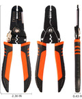 Five In One Wire Stripper And Crimping Tool For Ten To Twenty Two AWG Electrical Wires with Cutter, front and side view