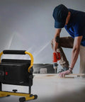 GoTo 60W LED Work Light Cordless Floodlight With 6000LM, man drilling wood using the floodlight