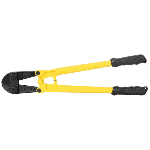 18 Inch Heavy Duty Bolt Cutter With Forged Steel Jaws And A Beefy Ergonomic Rubber Grip For Easy Leverage And Quick Cuts Through Chain Wire Bolts Rivets Fencing And Medium Padlocks, side view