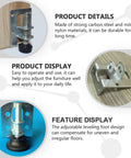 Adjustable Furniture Leveling Feet 4 Pack Stainless Steel And Nylon Easy To Install For Cabinets Wardrobes And Tables