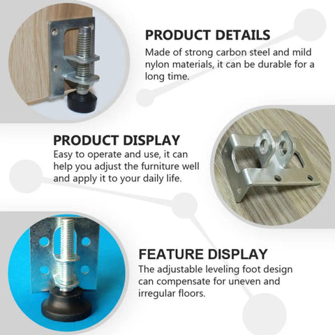 Adjustable Furniture Leveling Feet 4 Pack Stainless Steel And Nylon Easy To Install For Cabinets Wardrobes And Tables
