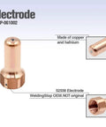 Close-up of a copper and hafnium electrode from 20Pcs Plasma Electrode And Nozzle Kit For PT80 IPT-80 PTM-80 Plasma Cutters.