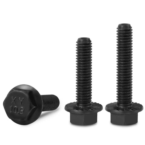 M8 1.25 X 30mm Flanged Hex Head Bolts Black Zinc Plated Grade 10.9 Alloy Steel Full Thread External Flange Screws 20Pcs