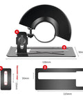 Rock Solid Adjustable Angle Grinder Stand With Heavy Duty Steel Bracket And Protective Cover For Steady Woodworking Cutting Jobs Pro Grade Diy Shop Essential, black steel angle grinder stand with protective cover dimensions.