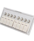 8 Gang Aluminum Alloy Marine Switch Panel With Red LED Indicators And IP65 Waterproof Rating, switches and knobs close-up