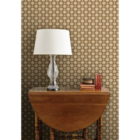Premium Moroccan Wallpaper Roll With Matte Linen Texture And Hella Durable Non Toxic Finish For Busy Spaces displayed on a brown wall.