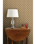 Premium Heavy Duty Neutral Moroccan Vinyl Wallpaper With Authentic Leather Texture Built Tough For Commercial Settings And Dead Easy To Hang Anywhere, displayed with a lamp and books.