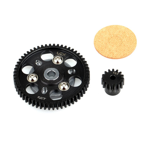 Hardened Steel 32P 56T Spur Gear With 15T Pinion For Axial SCX10 Wraith RC Crawler Upgrades Beefed Up Durability Easy Install Black Finish Includes 1 Spur Gear And 1 Pinion
