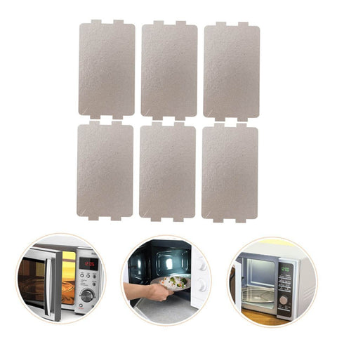 Six Pack Microwave Oven Mica Sheets Heat Insulation Pads Easy Cut Splatter Guard Replacement displayed with ovens