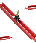 Dead On Aluminum Contour Gauge And Profile Scribe Tool With Snap Fit Pencil Holder For Bullseye Tracking showing details of red aluminum design and pencil holder.