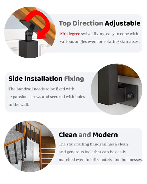 Heavy Duty Metal Staircase Balusters Side Mount Railing Kit Hella Sturdy Iron Posts With Fresh Gold Coating and Full Height Adjustments for Decks Porches Lofts and Steps showing adjustable mounting options.