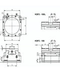 Technical drawing of Heavy Duty Self Centering Pneumatic Vise With Aluminum Soft Jaw, Rotary Vice For Pipe Clamping And Sanding.
