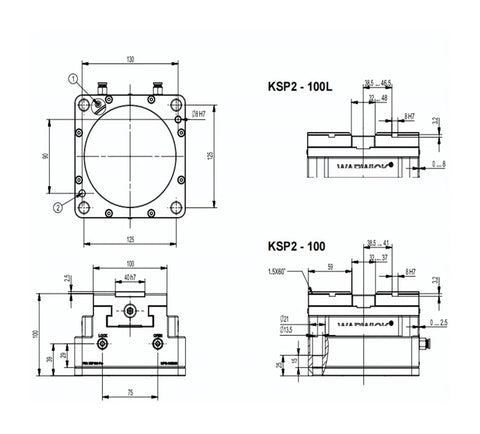 Technical drawing of Heavy Duty Self Centering Pneumatic Vise With Aluminum Soft Jaw, Rotary Vice For Pipe Clamping And Sanding.