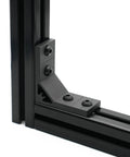 4 Pack Black Corner Brackets For 4040 Aluminum Extrusion 90 Degree Joint Connectors shown installed with screws on aluminum frame.