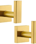 Brushed Dark Gold Towel Hooks For Bathroom Stainless Steel Wall Mount Square Robe Coat Hangers Hand Towel Holder 2 Pack Heavy Duty