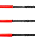 TomMars 3-Pc thread file set with red-handled metal files for restoring external SAE and metric threads