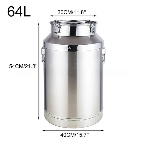 Heavy Duty 304 Stainless Steel Storage Containers Milk Can Jug With Leak Proof Sealed Lid, 64L, 30CM x 54CM