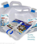 BPA Free Collapsible Water Container With Spigot For Your Go To Camping And Outdoors Setup Food Grade Portable Water Storage Carrier Jug For Hiking And Emergencies Foldable Canteen 5.3 Gal 2 Pack showing two containers and labels.