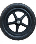 Two 11 Inch Non Inflatable Balance Bike Replacement Wheels For Kids Kid Friendly Lightweight And Durable Training Bicycle Wheels Universal Fit For Most Glider And Balance Bikes Easy Upgrade For Boys And Girls With Pentagram Hub showing one wheel with a black nylon design.