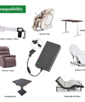Heavy Duty Recliner Power Cord 2 Pin Adapter For Lift Chair Replacement shown with compatible electric sofa and couch.