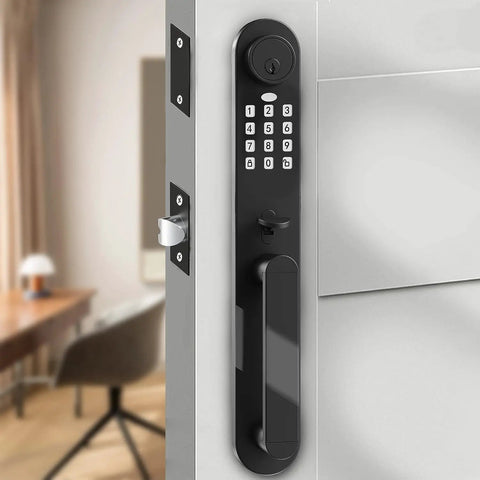 Keyless Entry Door Knob Set Matte Black For Exterior Front Door Reversible For Left Or Right Hand Includes Keyless Passcode Auto Lock