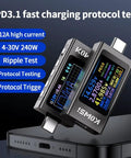 USB C Power Meter Tester With LCD Display Digital Multimeter For PD 3.1 Protocol Testing Type C Voltage And Current Meter Fast Charging Up To 240W 40V 12A Handy USB C Voltage Tester For Your Charging Gear on a phone