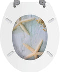 Cozy Flannel Toilet Seat Cover Featuring Stylish Sea Star Print Universal Stretch Bath Lid Wrap that Fits Almost Any Oval Bowl