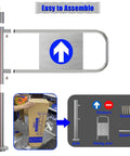 Top Shelf Self Closing Safety Gate With Simple Post Mount Setup Built Like A Tank 90 Degree Manual Swing Barrier shown with components and assembly.