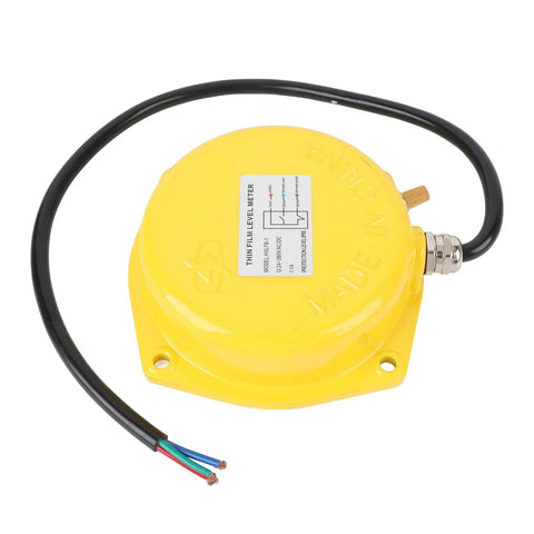 Thin Film Level Meter In Stainless Steel For Industrial Powder And Granule Vibration Detection Built Tough For Cement Silos And Storage Facilities Erosion Resistant Blockage Switch For Harsh Environments, yellow housing with cable