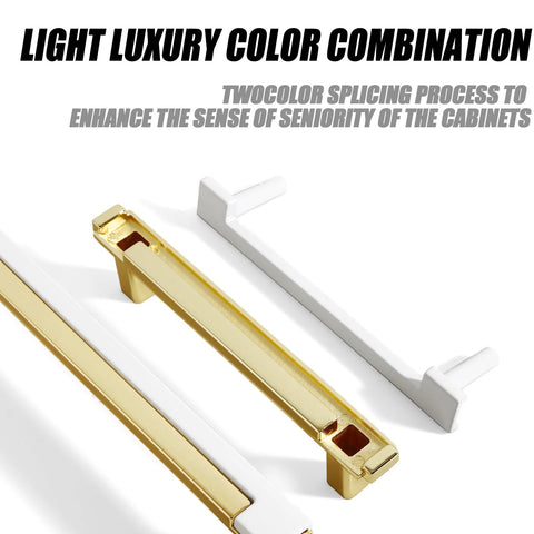 Set Of 10 White And Gold Cabinet Pulls For Kitchen Cabinets And Drawers Handles Zinc Alloy Hardware Luxury Color Combination