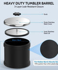 Totally Complete Gemstone Tumbler Kit For Adults And Kids with LCD Display showing 3-layer leak-resistant tumbler barrel diagram