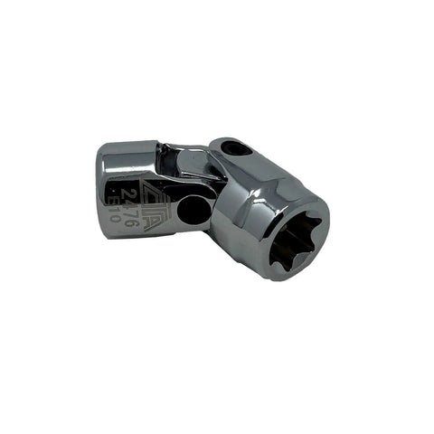 Low Profile E Torx Star Socket With U Joint Quarter Inch Drive E10 for BMW and Mercedes hard to reach fasteners, side view.