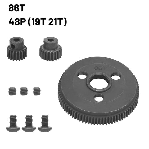 48P 86T Spur Gear Set Beefed Up With 19T And 21T Pinions For 1 By 10 RC Cars Upgrade Kit Compatible With Traxxas Slash 2WD Rustler