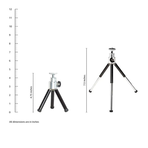Lightweight Portable Mini Travel Tripod With 360 Degree Ball Head For Small Cameras GoPro And Smartphones dimensions