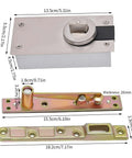 Beefy Hidden Door Hinges With 360 Degree Pivot for secret doors, silver hardware with dimensions, high load bearing for seamless entry.