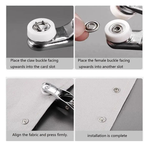 Snap Fasteners Kit With 100 Sets Of Metal Snaps And Pliers Tool For DIY Crafts Clothing Sewing Hats Easy Fabric Installation Nine Point Five Millimeter 400 Pieces Ideal For Craft Projects And Quick Repairs, showing installation process with pliers and snaps