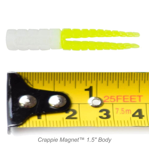 50 Pack Split Tail Grub Body Lures For Crappie Fishing Vertical Jig Tackle For Freshwater Crappie White And Chartreuse Colors