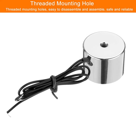 Round Solenoid Electromagnet 24V DC 80N Electric Lifting Magnet with threaded mounting hole and lead wire