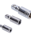 Dang Solid 3 Pc Universal Joint Socket Adapter Set With Chrome Vanadium Steel For 1 4 3 8 And 1 2 Inch Ratchets Built Tough For Impact Driver Repair And Heavy Duty Mechanics Jobs That Need Swivel Extension Precision, three chrome adapters