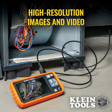 Rugged Utility Borescope Endoscope Camera With 9.8 Ft Waterproof Gooseneck 5.5 mm Insertion Tube Bright LEDs in use with HVAC