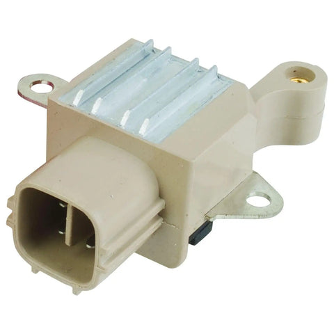 Direct Fit Alternator Regulator And Slip Ring Assembly With Heavy Duty Bearings And Brush Holder For Toyota Camry Corolla Highlander And Lexus ES330 RX350, beige unit with cooling fins.