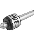 MT3 live center side view; conical tip, grooved black collar, metal lathe center