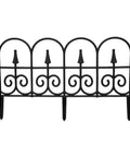 Go-To Classic Wrought-Iron Style Garden Border Fence Kit In Black, no-fuss easy install, lightweight decorative iron texture panel.