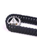 Close-up of Two Pcs Robot Tank Tracks 95cm Crawler Treads With Gear For DIY Robot Tank Build Durable Stainless Drive Wheel Engineering Plastic Tracks Reusable Chain Links TH Track Kit For Teens And Adults Idler Wheels Not Included.