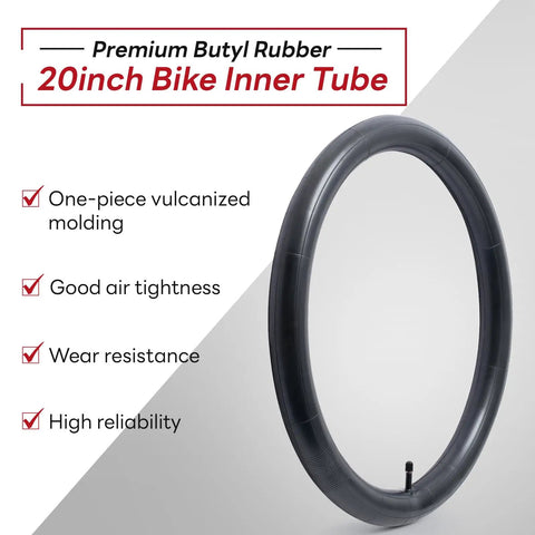 20 Inch Bike Inner Tube Fits 2.125 To 2.40 Inch Width Tires With Schrader Valve Replacement Tube shown with features