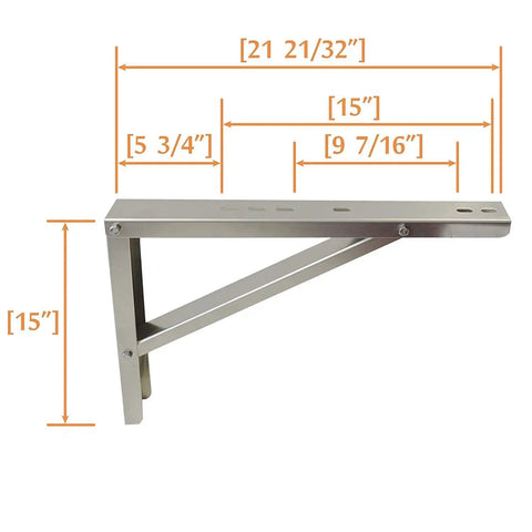Heavy Duty Wall Mount Bracket for Ductless Mini Split Condenser and Heat Pump Systems, Rust Free Aluminum, dimensions 15x21 inches