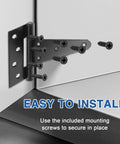 Six Inch T Strap Heavy Duty Gate Hinges Two Pack Black Wrought Iron Tee Shed Door Hinges installed on corner surface