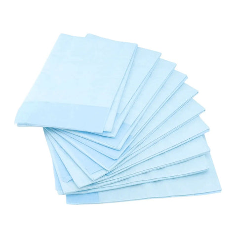 Hella Soft Disposable Bed Pads For Adults Heavy Absorbent Underpad With Odor Blocking Fluff Pulp Super Gentle On Skin Top Pick For Maternity Recovery Baby Changing And Sweet Dreams 10 Pack Large stacked in a fan arrangement.