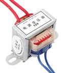 AC To AC Isolation Power Transformer, 220V Input To 12V And 24V Output, 50Hz, 2W, Single Phase EI Core, side view with wires visible